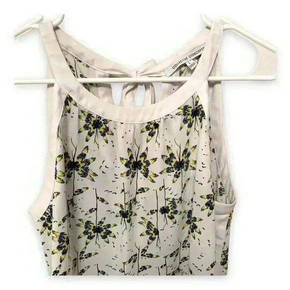 Collective Concept High Neck Sleeveless White Floral Tie-Back Sleeveless Blouse - Picture 4 of 12